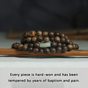 Buddha Stones 108 Mala Beads Brunei Agarwood Hetian Jade Yak Bone Strength Balance Bracelet
