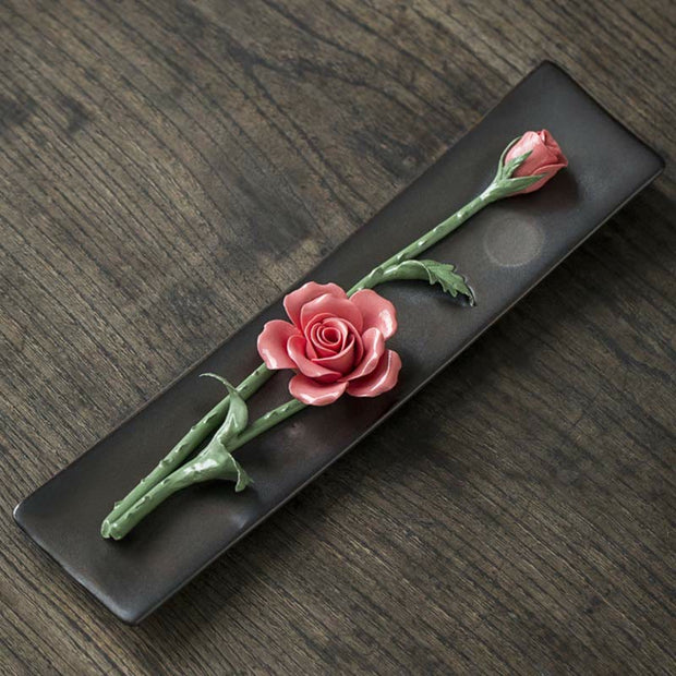 Lotus Peony Rose Flower Ceramic Spiritual Incense Burner (Extra 30% Off | USE CODE: FS30)