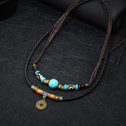 Buddha Stones Turquoise Dzi Bead Protection Necklace