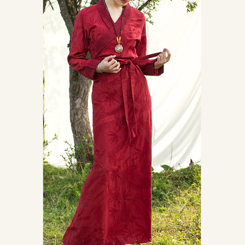 Buddha Stones Tibetan Dress Clothing Lhasa Long Wrap Dress Maxi Dress buddhastoneshop Buddha Stones Tibetan Dress Clothing Lhasa Long Wrap Dress Maxi Dress buddhastoneshop