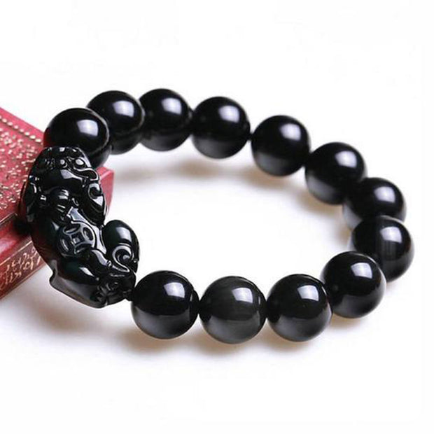 Buddha Stones FengShui PiXiu Obsidian Wealth Bracelet Bracelet BS 3