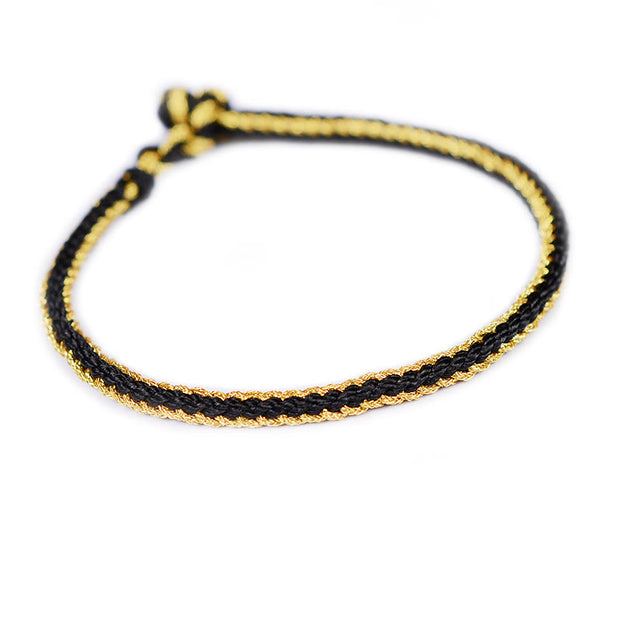 Buddha Stones Two-Color Rope Handcrafted Eight Thread Peace Knot Bracelet (Extra 30% Off | USE CODE: FS30) - Black Gold(Wrist Circumference 18cm) - image 10