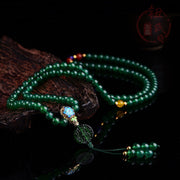 Buddha Stones 108 Mala Beads Natural Green Agate Power Support Bracelet Bracelet Mala BS 3