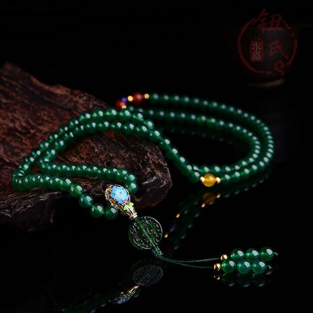 Buddha Stones 108 Mala Beads Natural Green Agate Power Support Bracelet (Extra 30% Off | USE CODE: FS30) - image 3