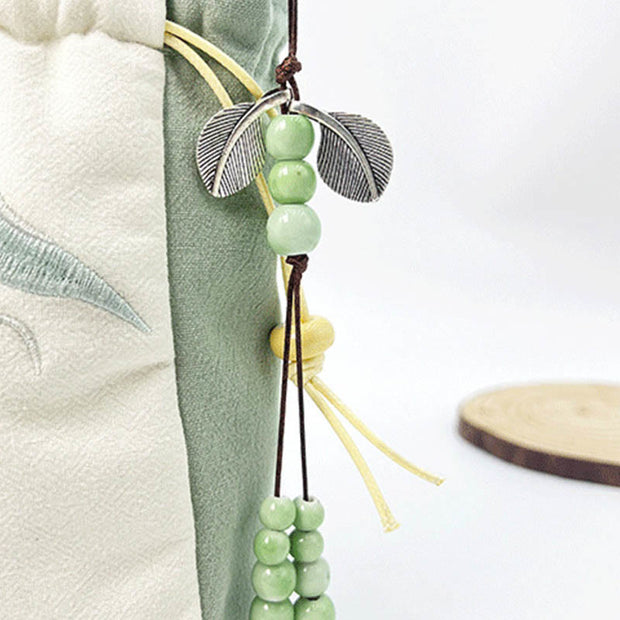 Buddha Stones Embroidered Butterfly Lotus Magnolia Cotton Linen Tote Crossbody Bag Shoulder Bag Handbag Crossbody Bag BS 17