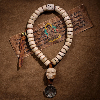 Buddha Stones Tibetan Natural Yak Bone The Lord Of The Corpse Forest Dice Chinese Zodiac Nine Palaces Eight Diagrams Strength Wrist Mala (Extra 35% Off | USE CODE: FS35) - 16mm Yak Bone(36 Beads) - image 0