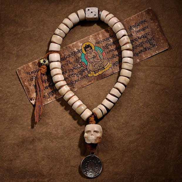 Buddha Stones Tibetan Natural Yak Bone The Lord Of The Corpse Forest Dice Chinese Zodiac Nine Palaces Eight Diagrams Strength Wrist Mala (Extra 35% Off | USE CODE: FS35) - 16mm Yak Bone(36 Beads) - image 0