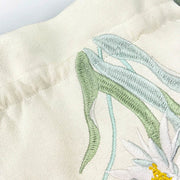 Buddha Stones Embroidered Butterfly Lotus Magnolia Cotton Linen Tote Crossbody Bag Shoulder Bag Handbag Crossbody Bag BS 15