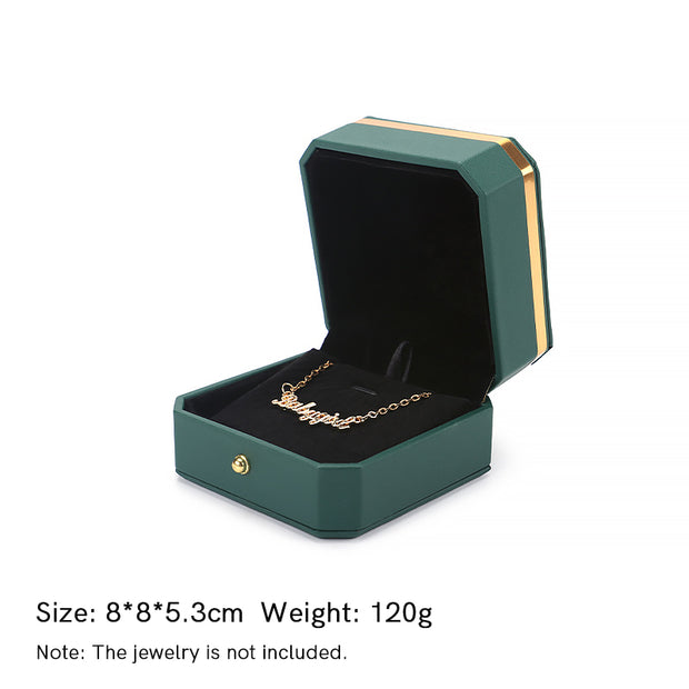 Buddha Stones Jewelry Storage Box PU Leather Gift Box - Dark Green - Pendant Box (8*8*5.3cm) - image 9