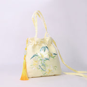 Buddha Stones Lotus Peony Epiphyllum Phoenix Suzhou Embroidery Cotton Linen Tote Crossbody Bag Shoulder Bag Handbag 6