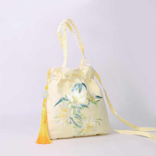 Buddha Stones Lotus Peony Epiphyllum Phoenix Suzhou Embroidery Cotton Linen Tote Crossbody Bag Shoulder Bag Handbag 6