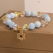 Buddha Stones Natural Aquamarine Flower Healing Crystal Bracelet