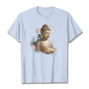 Buddha Stones Lotus Butterfly Meditation Buddha Tee T-shirt T-Shirts BS LightCyan 2XL