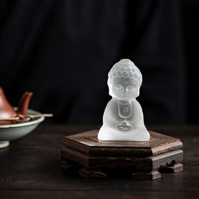 Buddha Stones Mini Tathagata Buddha Liuli Serenity Desk Decoration