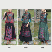 Buddha Stones Vintage Style Embroidery Flower Tang Suit Design Sleeveless Vest