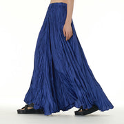 Buddha Stones Solid Color Loose Long Elastic Waist Skirt 72