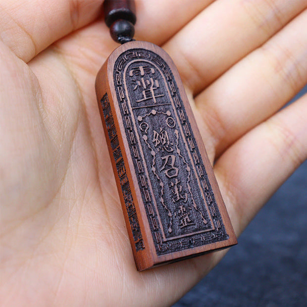 Buddha Stones Lightning Struck Jujube Wood Taoist Five Thunder Order Luck Protection Necklace Pendant Necklaces & Pendants BS 6