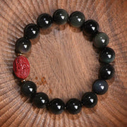 Buddha Stones Chinese Zodiac Natal Buddha Natural Black Obsidian Cinnabar Purification Bracelet (Extra 35% Off | USE CODE: FS35) - image 0