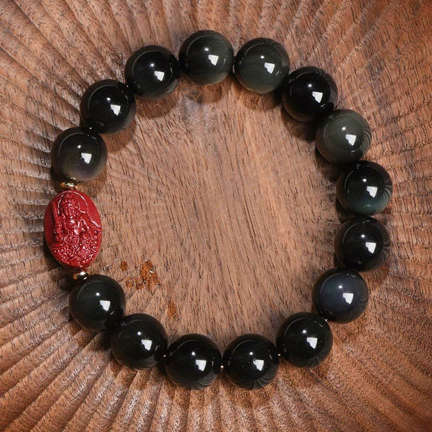 Buddha Stones Chinese Zodiac Natal Buddha Natural Black Obsidian Cinnabar Purification Bracelet (Extra 35% Off | USE CODE: FS35) - image 0