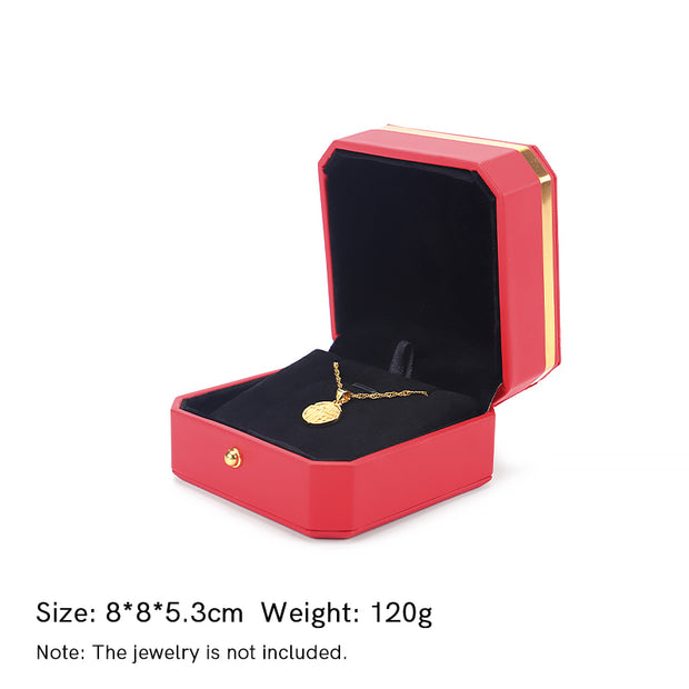 Buddha Stones Jewelry Storage Box PU Leather Gift Box - Red - Pendant Box (8*8*5.3cm) - image 20