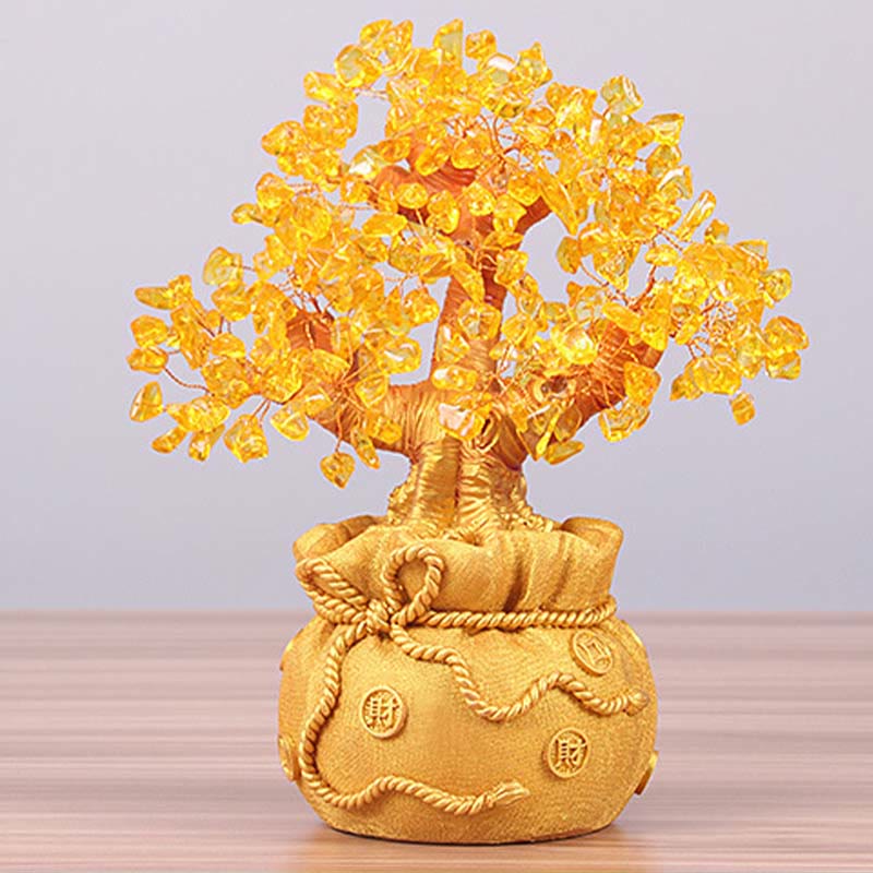 money tree wealth Buddha Stones Natural Citrine Money Tree Gemstone Ornament