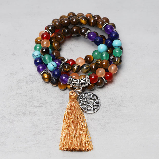 Buddha Stones Healing Crystal Mala Prayer Beads 108 Meditation Healing Multilayer Bracelet Necklace