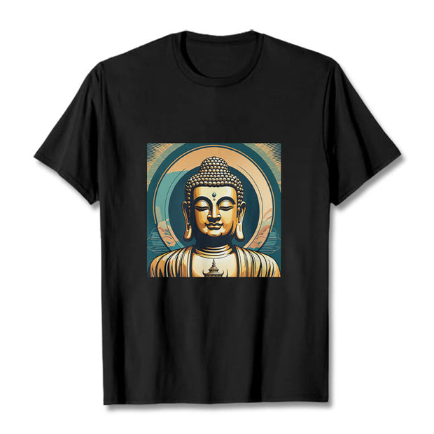 Buddha Stones Aura Golden Buddha Tee T-shirt T-Shirts BS Black 2XL