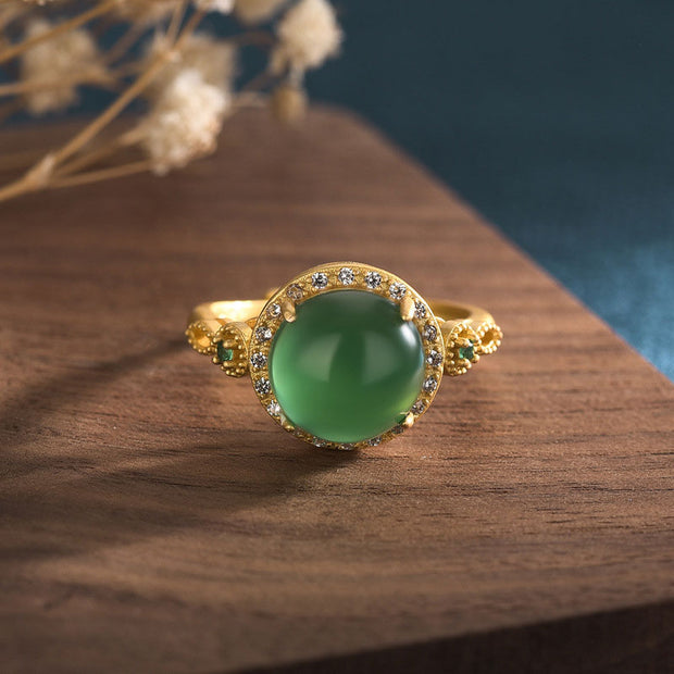 Buddha Stones Green Jade Fortune Ring