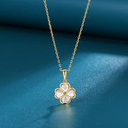 Buddha Stones 925 Sterling Silver Four Leaf Clover Chrysoberyl Cat Eye Love Necklace Pendant (Extra 35% Off | USE CODE: FS35) - image 1