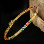 Buddha Stones Handmade Gold Multicolored Rope Protection Braided Bracelet Anklet Bracelet Anklet BS 1