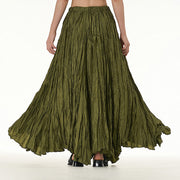 Buddha Stones Solid Color Loose Long Elastic Waist Skirt 93