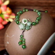 Buddha Stones Natural Green Jade Luck Dangling Flower Bracelet Bracelet BS 12