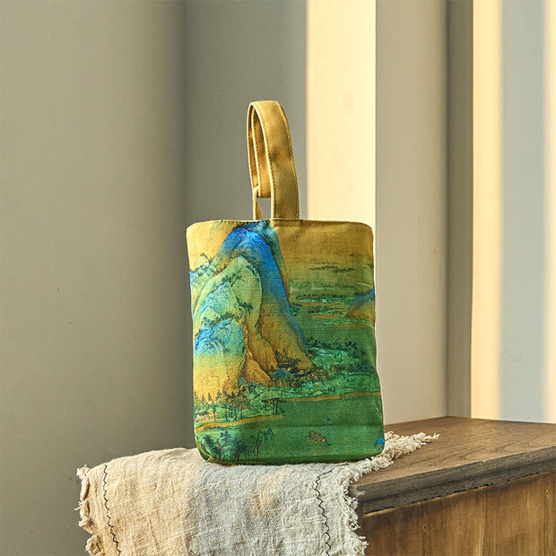 Buddha Stones Landscape Painting Canvas Handbag Handbags BS Landscape painting 15*8*22cm