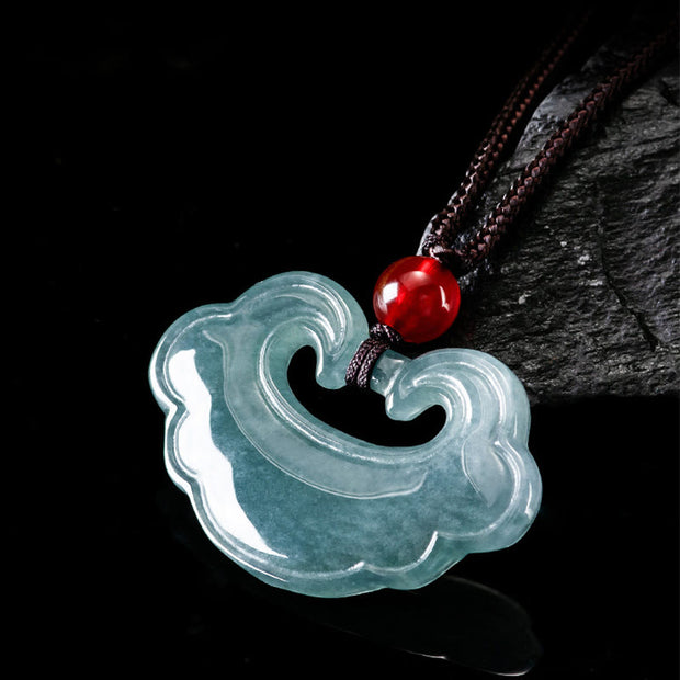 Buddha Stones Natural Green Jade Chinese Lock Charm Luck Necklace Pendant Necklaces & Pendants BS 3