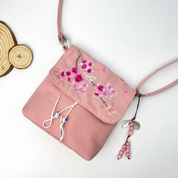  Buddha Stones Embroidered Camellia Epiphyllum Gardenia Sakura Flowers Crossbody Bag Shoulder Bag Cellphone Bag 28