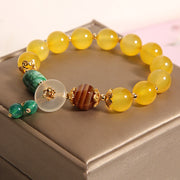 Buddha Stones Natural Yellow Agate Safety Buckle Success Bracelet