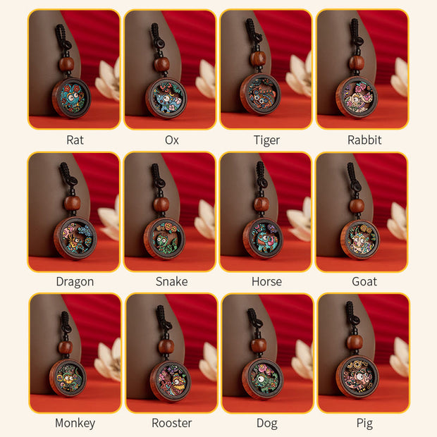 Buddha Stones Year Of The Dragon Hand Painted Chinese Zodiac Rosewood Carved Calm Key Chain (Extra 35% Off | USE CODE: FS35) - image 6