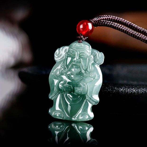 FREE Today: May You Become Rich Green Jade Chinese God of Wealth Caishen Ingot Necklace Pendant FREE FREE 1