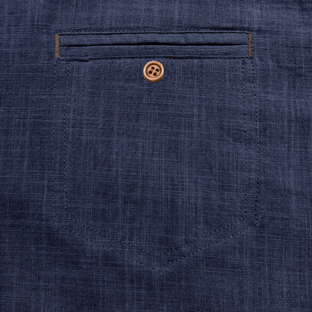 Buddha Stones Men's Solid Color Button Short Sleeve Cotton Linen Polo Shirt
