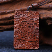Buddha Stones Natural Lightning Struck Jujube Wood PiXiu Copper Coin Good Fortune Necklace Pendant 6