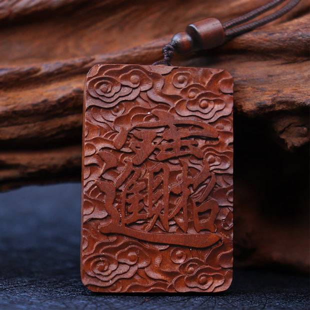 Buddha Stones Natural Lightning Struck Jujube Wood PiXiu Copper Coin Good Fortune Necklace Pendant 6