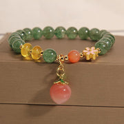 Buddha Stones Natural Green Strawberry Quartz Love Peach Charm Bracelet Bracelet BS Green Strawberry Quartz(Soothing♥Calm)(Wrist Circumference 14-16cm)