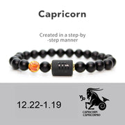 Buddha Stones 12  Constellations of the Zodiac Black Onyx Adjustable Bracelet Bracelet BS Capricorn