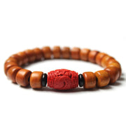 Buddha Stones Tibetan Yak Bone Om Mani Padme Hum Strength Bracelet Bracelet BS 10*8mm Cinnabar (Calm ♥ Concentration)