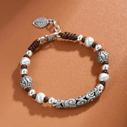 Buddha Stones Tibet Handmade Copper 999 Sterling Silver Auspicious Cloud Wealth String Bracelet Bracelet BS 1