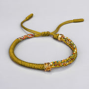Buddha Stones Om Mani Padme Hum Protection Luck String Bracelet Bracelet BS Yellow(Bracelet Size 16+12cm)