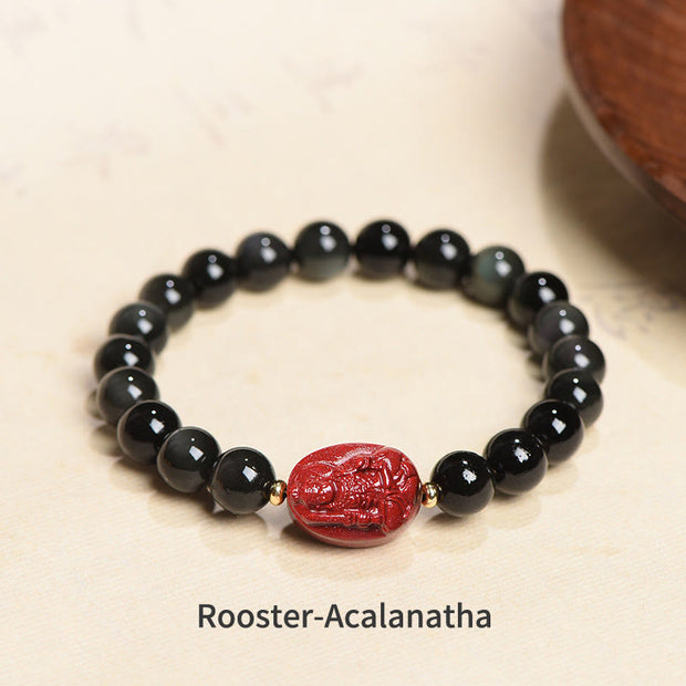 Buddha Stones Chinese Zodiac Natal Buddha Natural Black Obsidian Cinnabar Purification Bracelet (Extra 35% Off | USE CODE: FS35) - image 2