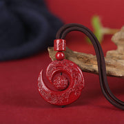 Buddha Stones One's Luck Improves Design Patern Natural Cinnabar Concentration Necklace Pendant