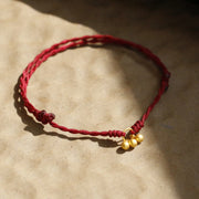 Buddha Stones 925 Sterling Silver Gold Plated Luck Red String Bracelet