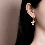 Buddha Stones Copper Enamel Turquoise Positive Drop Earrings 6